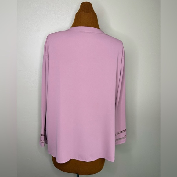 41 Hawthorn Light Pink Mauve Pullover Blouse Lattice Cut Out Sleeves Size XL - Picture 2 of 9